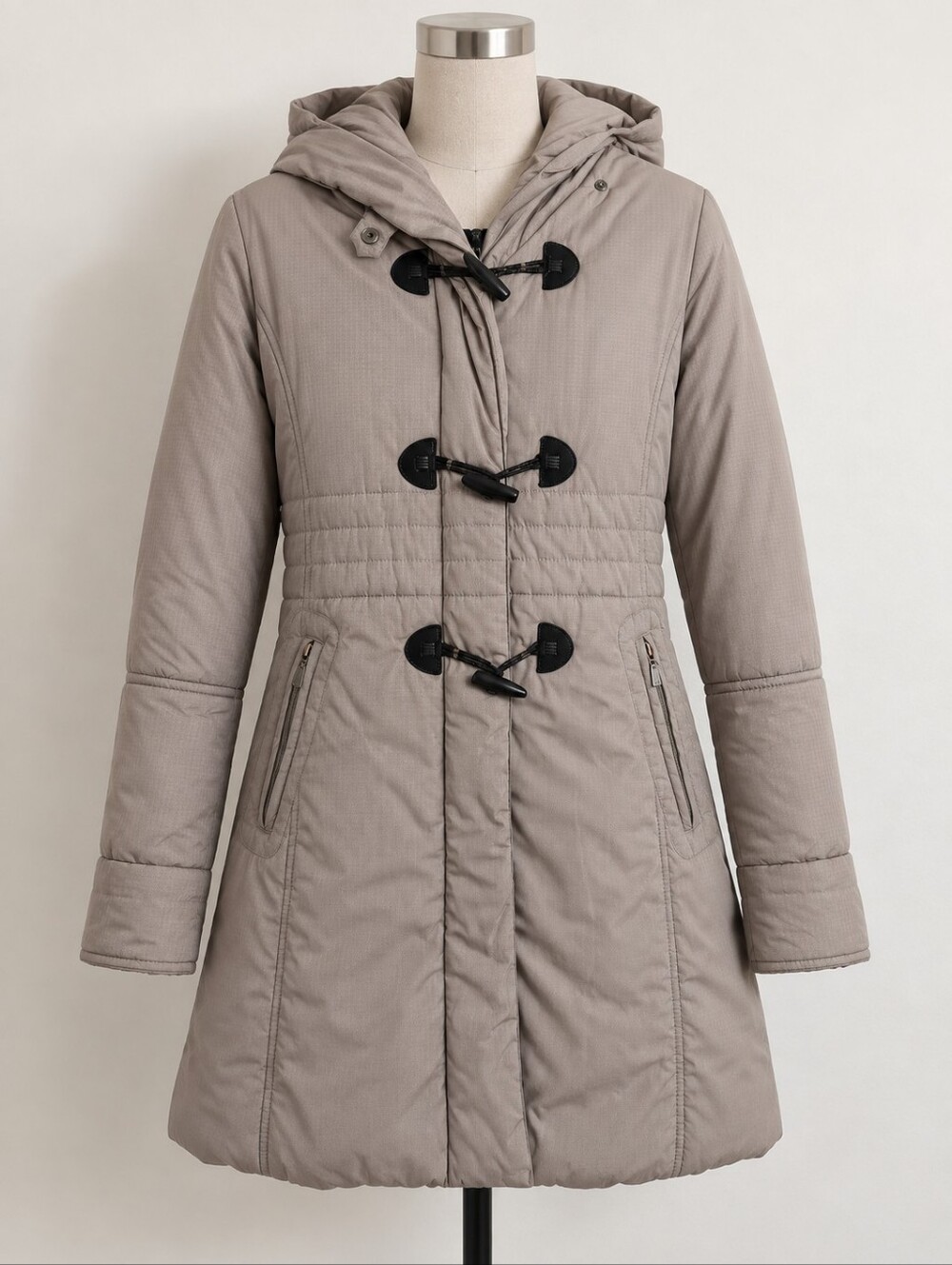 Fen Nelli Winter Hooded Toggle Coat Taupe Size 10